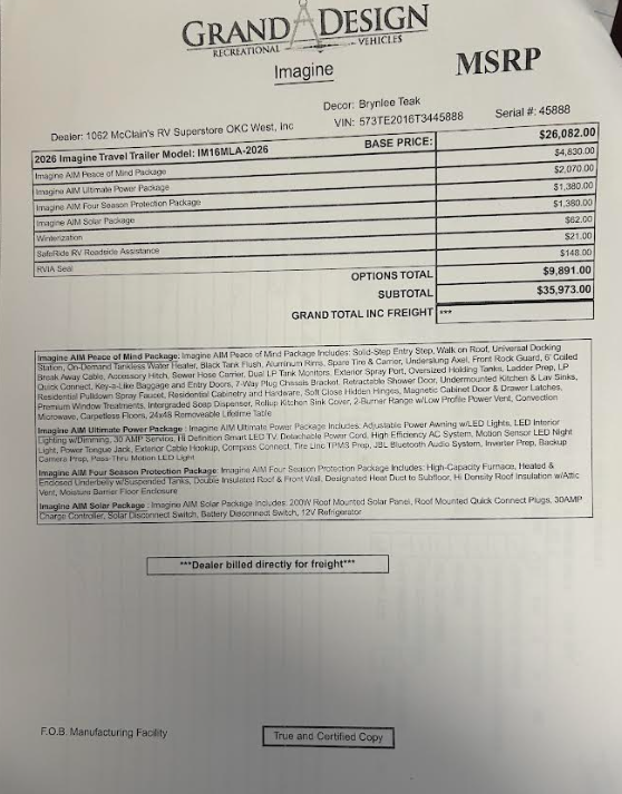 2026 Imagine AIM 16MLA by Grand Design from McClain's RV Oklahoma City in Oklahoma City, Oklahoma