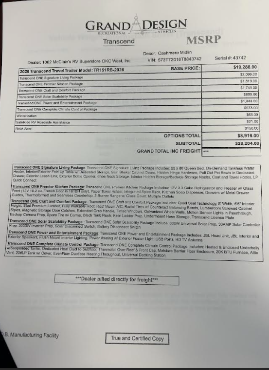 2026 Transcend One 151RB by Grand Design from McClain's Longhorn RV in Sanger, Texas