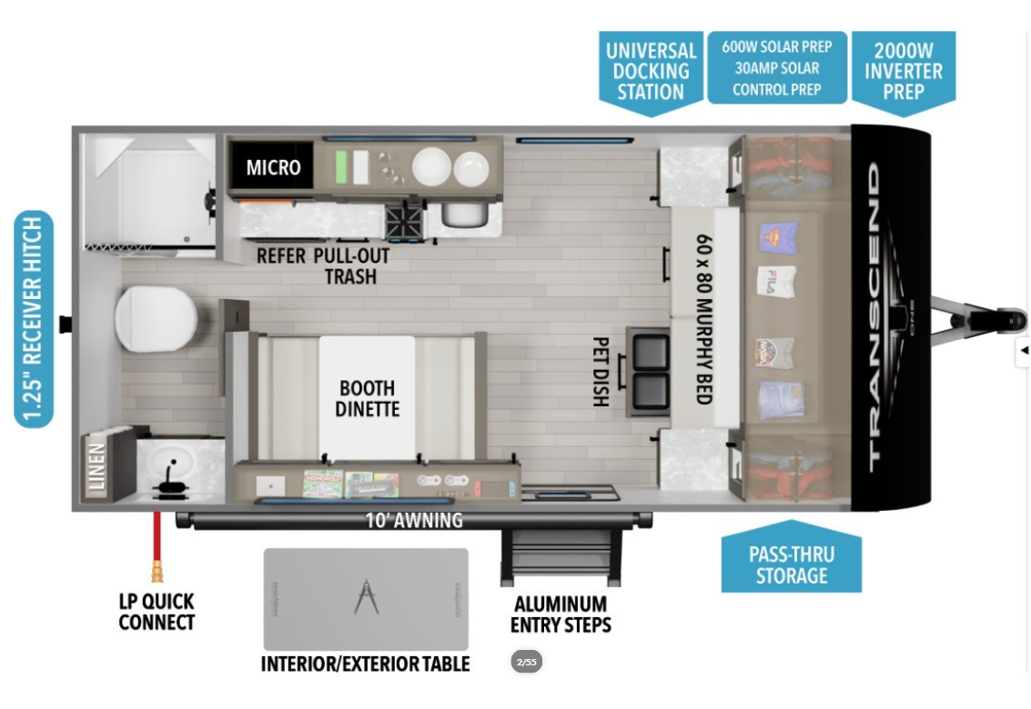 2026 Grand Design Transcend One 151RB - New Travel Trailer For Sale by McClain's RV Oklahoma City in Oklahoma City, Oklahoma features Shower, 30 Amp Service, Fire Extinguisher, Batteries, Pass Thru Storage