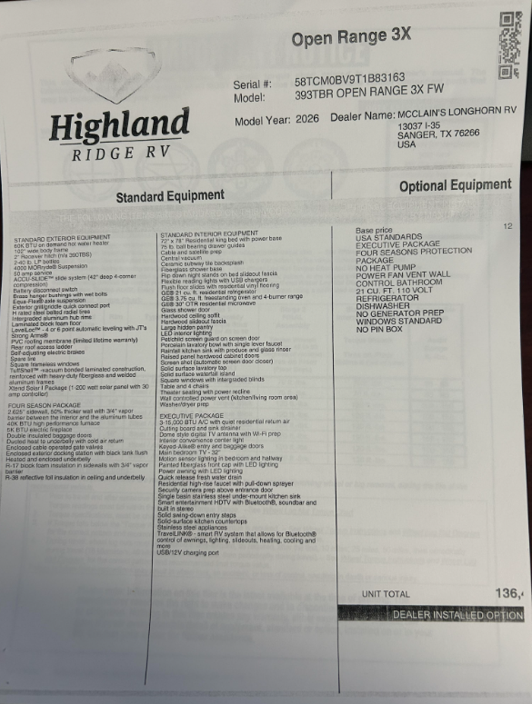 2026 Open Range 3X 393TBR by Highland Ridge from McClain's RV Oklahoma City in Oklahoma City, Oklahoma
