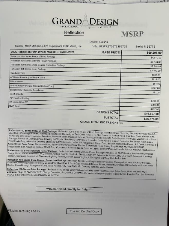 2026 Reflection 100 32BH by Grand Design from McClain's RV Oklahoma City in Oklahoma City, Oklahoma
