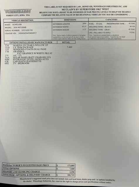 2026 Sunflyer 28MB by Winnebago from McClain's RV Oklahoma City in Oklahoma City, Oklahoma