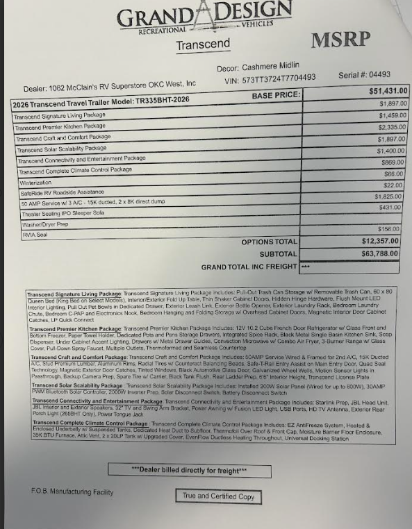 2026 Transcend 335BHT by Grand Design from McClain's RV Oklahoma City in Oklahoma City, Oklahoma