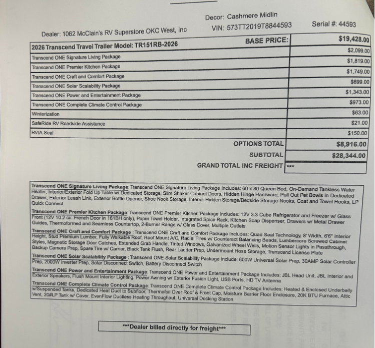 2026 Transcend One 151RB by Grand Design from McClain's RV Oklahoma City in Oklahoma City, Oklahoma