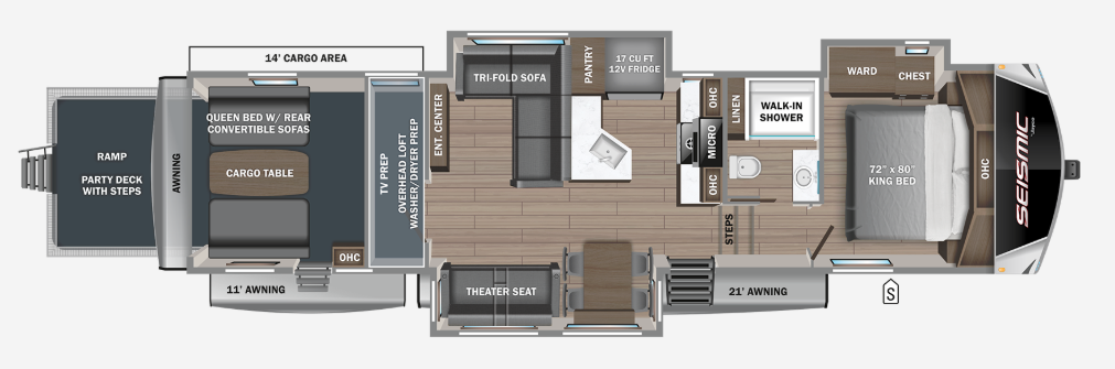 2024 Jayco Seismic 395 - Used Fifth Wheel For Sale by McClain's RV Oklahoma City in Oklahoma City, Oklahoma features Shower, Toilet, Fireplace, Pass Thru Storage, LP Detector