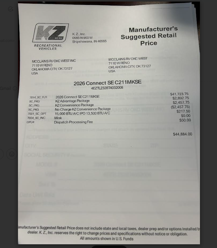 2026 Connect SE 211MK by K-Z from McClain's RV Oklahoma City in Oklahoma City, Oklahoma