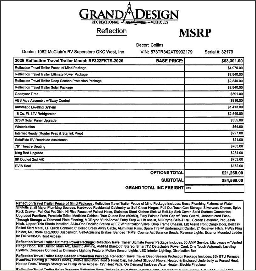 2026 Reflection 322FKTS by Grand Design from McClain's RV Oklahoma City in Oklahoma City, Oklahoma