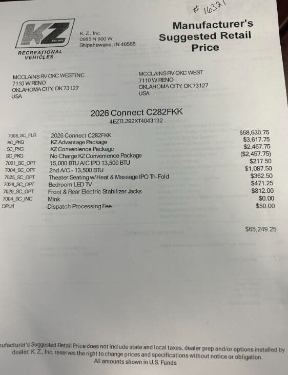 2026 Connect 282FKK by K-Z from McClain's RV Oklahoma City in Oklahoma City, Oklahoma
