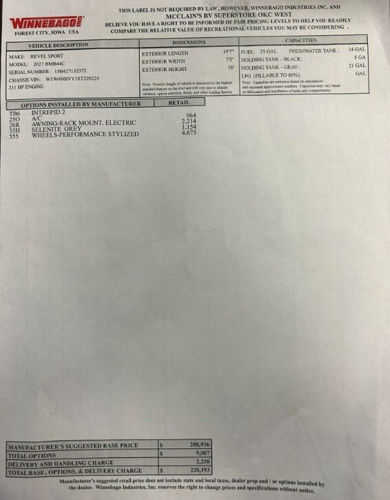2027 Revel Sport 44C by Winnebago from McClain's RV Oklahoma City in Oklahoma City, Oklahoma
