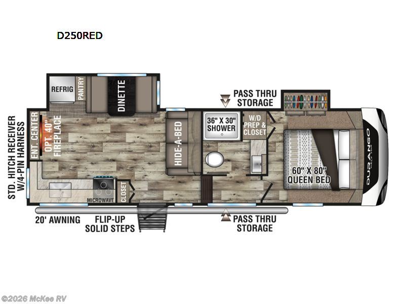 2023 K-Z Durango Half-Ton 250RED - Used Fifth Wheel For Sale by McKee RV in Perry, Iowa features Slideout