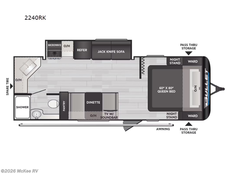 2025 Keystone Bullet Classic 2240RK - New Travel Trailer For Sale by McKee RV in Perry, Iowa features Slideout