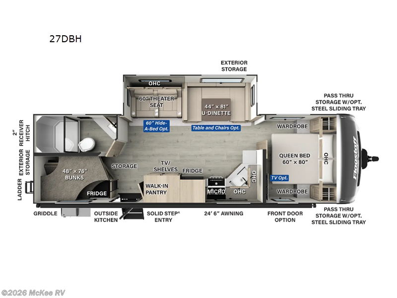 2026 Forest River Flagstaff Super Lite 27DBH - New Travel Trailer For Sale by McKee RV in Perry, Iowa features Slideout