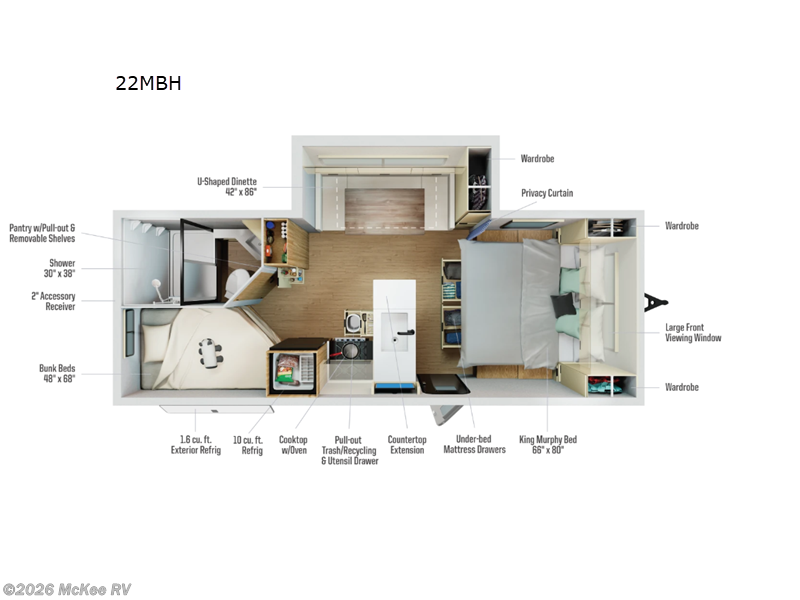 2026 Winnebago Thrive 22MBH - New Travel Trailer For Sale by McKee RV in Perry, Iowa features Slideout