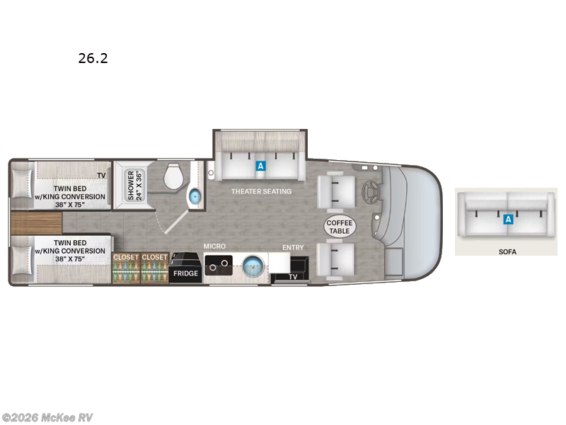 2026 Thor Motor Coach Vegas 26.2 - New Class A For Sale by McKee RV in Perry, Iowa features Slideout
