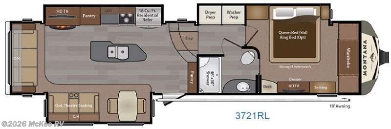 2016 Keystone Montana 3721RL - Used Fifth Wheel For Sale by McKee RV in Perry, Iowa features Slideout