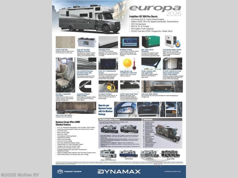 2026 Europa 31SSFR by Dynamax Corp from McKee RV in Perry, Iowa