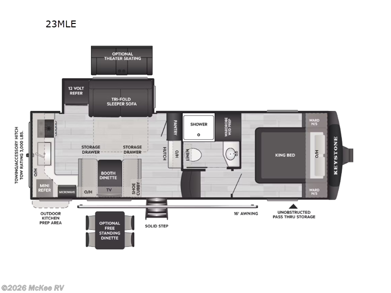 2026 Keystone Cougar Half-Ton 23MLE - New Fifth Wheel For Sale by McKee RV in Perry, Iowa features Slideout
