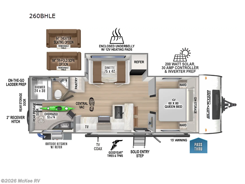 2024 Forest River Surveyor Legend 260BHLE - Used Travel Trailer For Sale by McKee RV in Perry, Iowa features Slideout