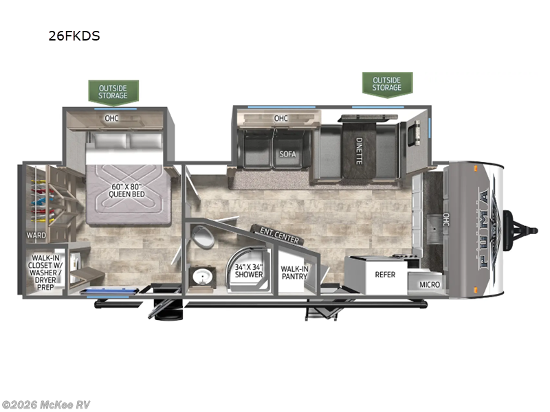 2024 Palomino Puma 26FKDS - Used Travel Trailer For Sale by McKee RV in Perry, Iowa features Slideout