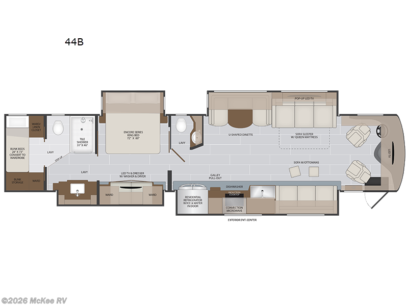 2026 Holiday Rambler Armada 44B - New Class A For Sale by McKee RV in Perry, Iowa features Slideout