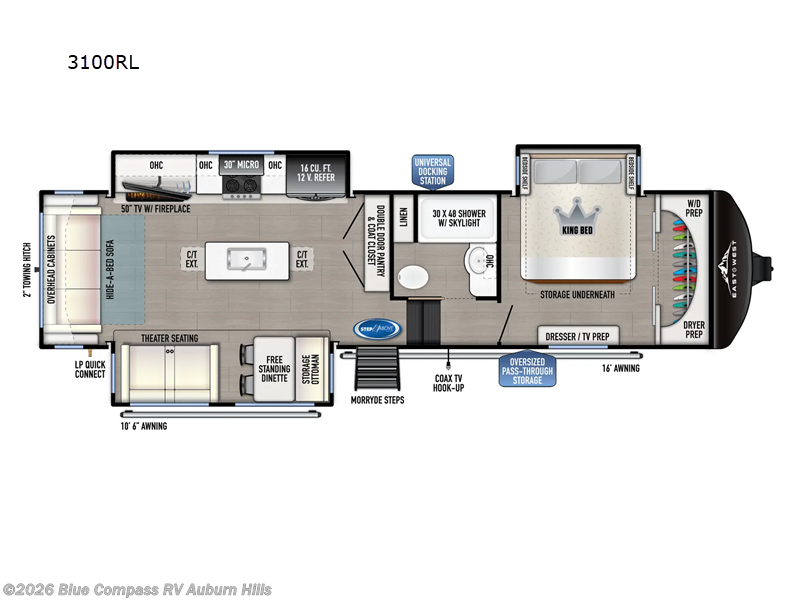 2025 East to West Blackthorn 3100RL - New Fifth Wheel For Sale by Blue Compass RV Auburn Hills in Auburn Hills, Michigan features Slideout