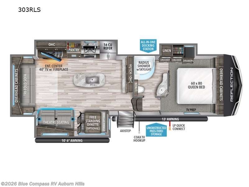 2022 Grand Design Reflection 303RLS - Used Fifth Wheel For Sale by Blue Compass RV Auburn Hills in Auburn Hills, Michigan features Slideout