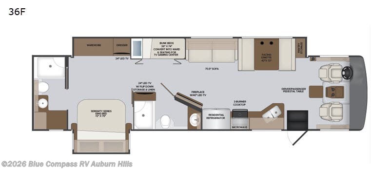 2019 Holiday Rambler Vacationer 36F - Used Class A For Sale by Blue Compass RV Auburn Hills in Auburn Hills, Michigan features Slideout