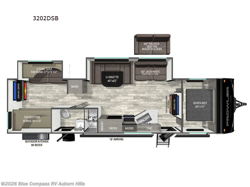 2026 Heartland Prowler 3202DSB - New Travel Trailer For Sale by Blue Compass RV Auburn Hills in Auburn Hills, Michigan features Slideout