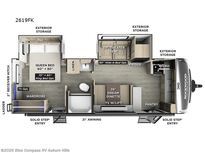 2026 Forest River Rockwood Ultra Lite 2619FK - New Travel Trailer For Sale by Blue Compass RV Auburn Hills in Auburn Hills, Michigan features Slideout