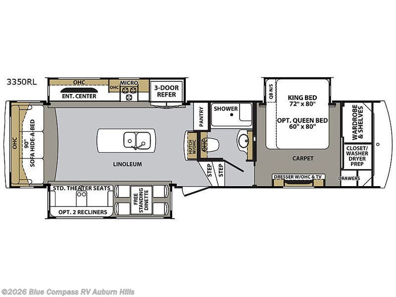 2018 Forest River Cardinal 3350RL - Used Fifth Wheel For Sale by Blue Compass RV Auburn Hills in Auburn Hills, Michigan features Slideout