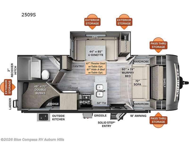 2023 Forest River Rockwood Mini Lite 2509S - Used Travel Trailer For Sale by Blue Compass RV Auburn Hills in Auburn Hills, Michigan features Slideout