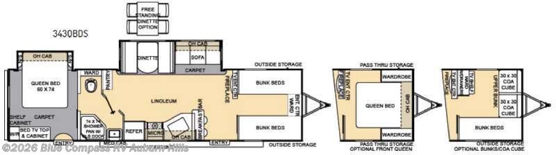 2017 Forest River Catalina 343QBDS - Used Travel Trailer For Sale by Blue Compass RV Auburn Hills in Auburn Hills, Michigan features Slideout