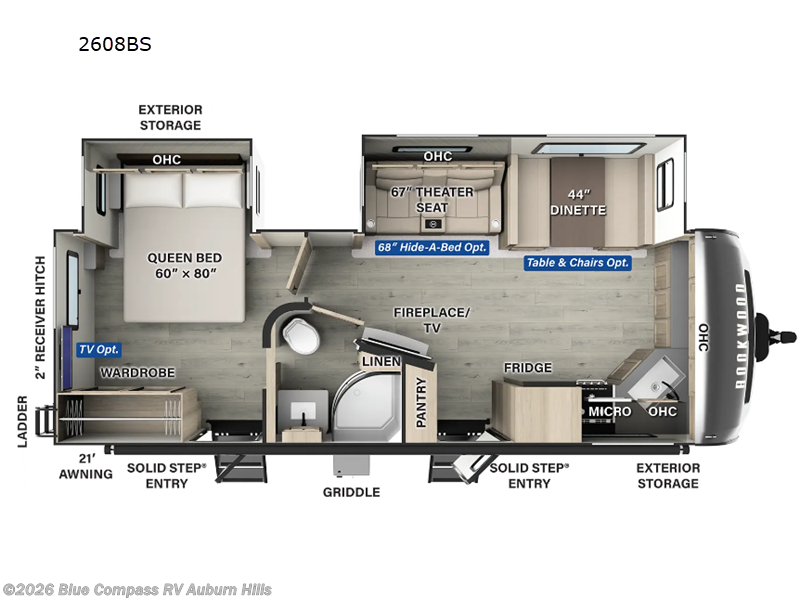 2025 Forest River Rockwood Ultra Lite 2608BS - Used Travel Trailer For Sale by Blue Compass RV Auburn Hills in Auburn Hills, Michigan features Slideout