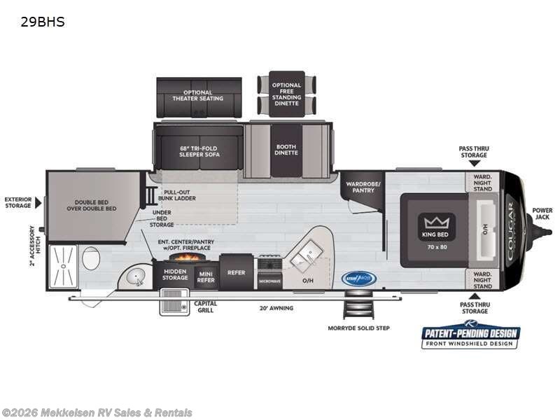 2021 Keystone Cougar COUGAR 29BHS - Used Travel Trailer For Sale by Mekkelsen RV Sales & Rentals in East Montpelier, Vermont
