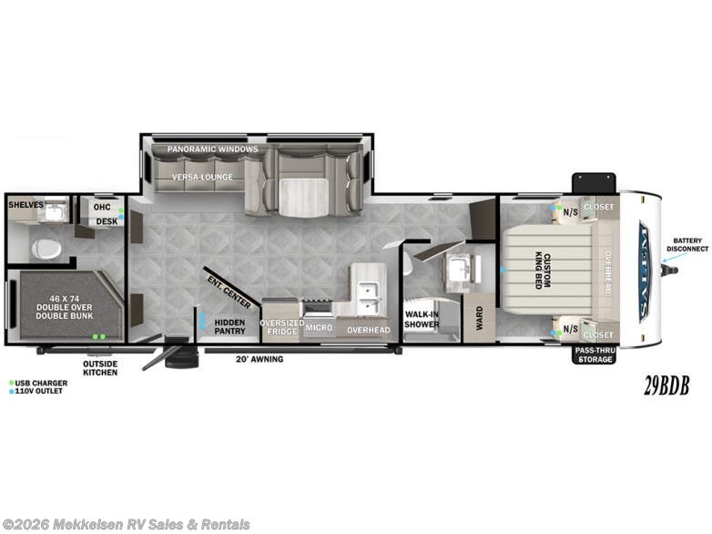 2025 Forest River Salem 29BDBX - New Travel Trailer For Sale by Mekkelsen RV Sales & Rentals in East Montpelier, Vermont