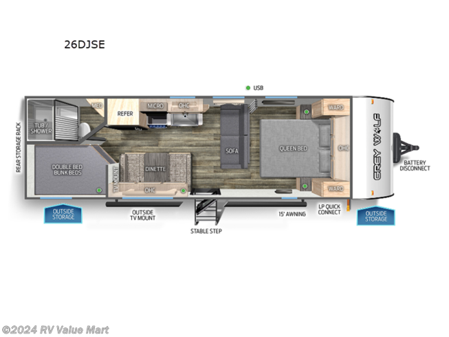 2024 Forest River Cherokee Grey Wolf 26DJSE - New Travel Trailer For Sale by RV Value Mart in Willow Street, Pennsylvania