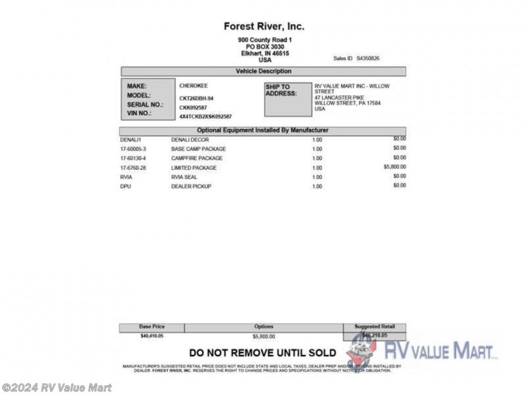 New 2025 Forest River Cherokee Grey Wolf 26DBH available in Willow Street, Pennsylvania