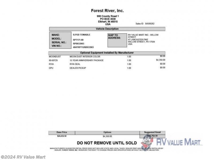 New 2025 Forest River R Pod RP-171 available in Willow Street, Pennsylvania