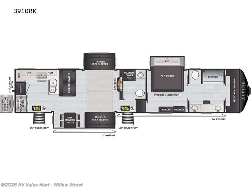 2021 Keystone Alpine 3910RK - Used Fifth Wheel For Sale by RV Value Mart - Willow Street in Willow Street, Pennsylvania features Slideout