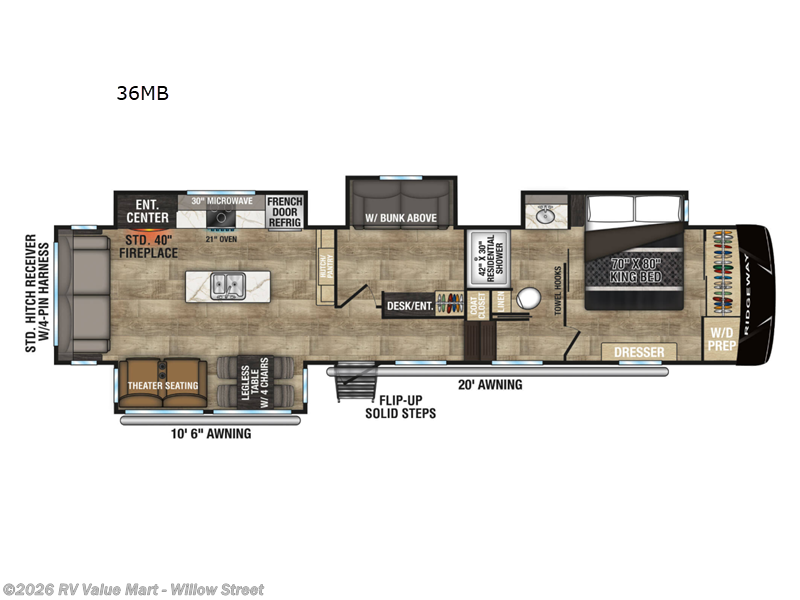 2026 K-Z Ridgeway 36MB - New Fifth Wheel For Sale by RV Value Mart - Willow Street in Willow Street, Pennsylvania features Slideout