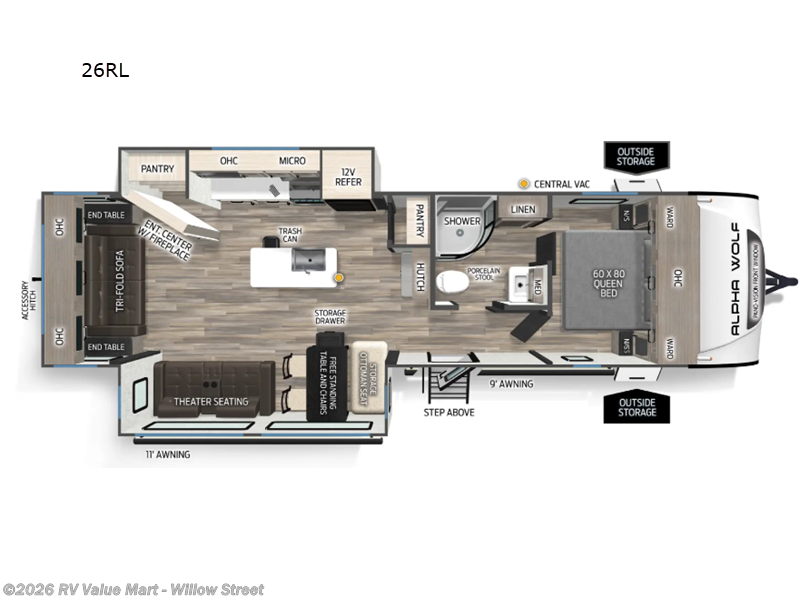 2026 Forest River Cherokee Alpha Wolf 26RL - New Travel Trailer For Sale by RV Value Mart - Willow Street in Willow Street, Pennsylvania features Slideout
