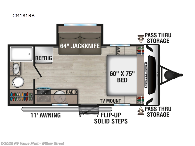2026 K-Z Connect Mini CM181RB - New Travel Trailer For Sale by RV Value Mart - Willow Street in Willow Street, Pennsylvania features Slideout