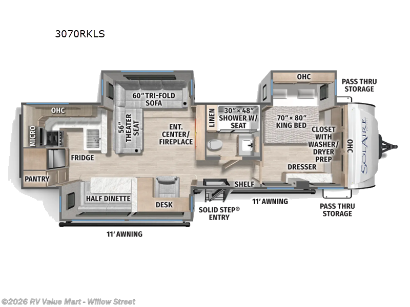 2026 Forest River Solaire 3070RKLS - New Travel Trailer For Sale by RV Value Mart - Willow Street in Willow Street, Pennsylvania features Slideout