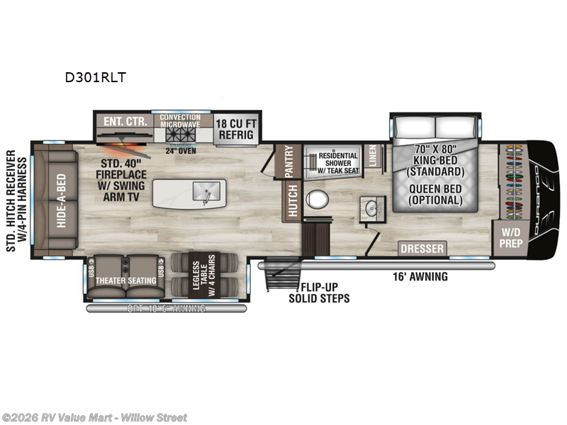 2026 K-Z Durango D301RLT - New Fifth Wheel For Sale by RV Value Mart - Willow Street in Willow Street, Pennsylvania features Slideout