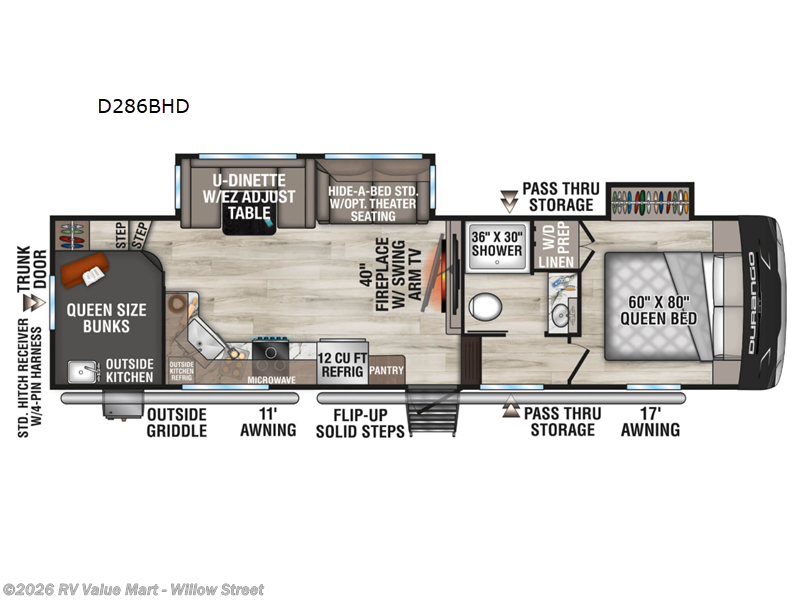 2026 K-Z Durango Half-Ton D286BHD - New Fifth Wheel For Sale by RV Value Mart - Willow Street in Willow Street, Pennsylvania features Slideout