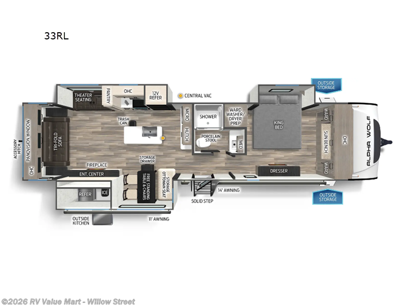 2025 Forest River Cherokee Alpha Wolf 33RL - New Travel Trailer For Sale by RV Value Mart - Willow Street in Willow Street, Pennsylvania features Slideout
