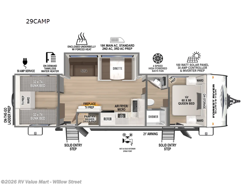 2026 Forest River Surveyor Camp Series 29CAMP - New Travel Trailer For Sale by RV Value Mart - Willow Street in Willow Street, Pennsylvania features Slideout