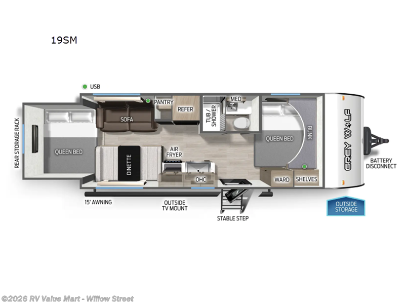 2026 Forest River Cherokee Grey Wolf 19SM - New Travel Trailer For Sale by RV Value Mart - Willow Street in Willow Street, Pennsylvania features Slideout