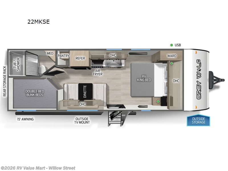 2026 Forest River Cherokee Grey Wolf 22MKSE - New Travel Trailer For Sale by RV Value Mart - Willow Street in Willow Street, Pennsylvania