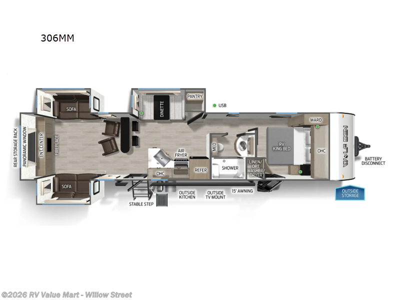 2026 Forest River Cherokee Wolf Den 306MM - New Travel Trailer For Sale by RV Value Mart - Willow Street in Willow Street, Pennsylvania features Slideout